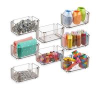 Relaxdays Organiseur de tiroir, Lot de 8, pour vêtements, Maquillage, etc, boîte de Rangement, en Plastique, Marron