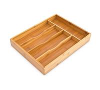 Relaxdays Organiseur de tiroir pour la Cuisine Range-Couverts en Bambou avec 5 Compartiments Rangement en bois boîte ustensiles de cuisine armoire couteaux, nature 4,5 x 25,5 x 34 cm