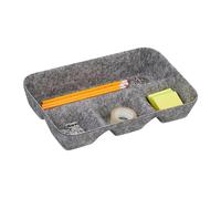 Relaxdays Organiseur de tiroir, Rangement pour Bureau, HxLxP : 5,5 x 29,5 x 19 cm, 4 Compartiments, Feutre, Gris Clair