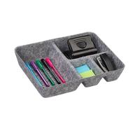 Relaxdays Organiseur de tiroir, Rangement pour Bureau, HxLxP : 6,5 x 32 x 25 cm, 4 Compartiments, Feutre, Gris Clair