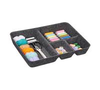 Relaxdays Organiseur de tiroir, Rangement pour Bureau, HxLxP : 6,5 x 40 x 30 cm, 4 Compartiments, Feutre, Gris foncé