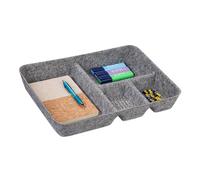 Relaxdays Organiseur de tiroir, Rangement pour Bureau, HxLxP : 6,5 x 40 x 30 cm, 4 Compartiments, Feutre, Gris Clair