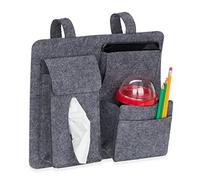 Relaxdays Organiseur de Voiture, Grand Sac siège en Feutre, Enfants, 4 Compartiments, Protection, Gris