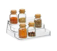 Relaxdays Organiseur à épices, 3 Niveaux, pour Plan de Travail, HxLxP : 10,5 x 26 x 24 cm, Plastique, Transparent