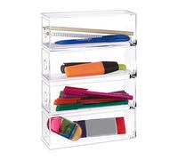relaxdays Organiseur Maquillage Acrylique, 4 tiroirs, Vertical & Horizontal, tri, 25 x 17,5 x 6,5 cm, Transparent