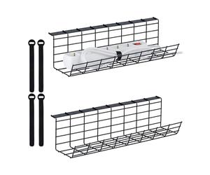 Relaxdays Organiseur Passe-câbles, Lot de 2, goulotte chargeurs, HxLxP : 11 x 43 x 14 cm, Attache-câbles, Support, Noir