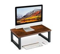 Relaxdays Organiseur pour écran de PC, rehausseur pour Le Bureau, HxLxP: 15x40x23 cm, Design Industriel, Marron - Noir