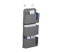 Relaxdays Organiseur Suspendu 3 Compartiments, Porte, Mur, étagère à accrocher, HxLxP : 75x31x10 cm, Salle de Bain, Gris