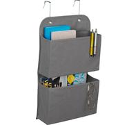 Relaxdays Organiseur Suspendu 2 Compartiments, Porte, Mur, étagère à accrocher, HxLxP : 50x31x10 cm, Salle de Bain, Gris