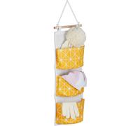 Relaxdays Étagère de Rangement, 3 Compartiments Coton, HxL : 74x20 cm, Salle de Bain, entrée, Bureau, Mural, crème/Jaune