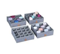 Relaxdays organiseurs sous-vêtements, Lot de 4, pour Chaussettes, Cravates, Foulards, boîtes de Rangement, Armoire, Gris