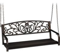 Relaxdays Banc Suspendu, 2 sièges, balançoire de Jardin, Design Vintage, métal,HlP 197x133x58cm, Noir - Bronze
