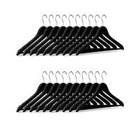 Relaxdays Pack de 20 cintres pour manteaux pantalons vêtements, noir, 23 x 44 x 1 cm