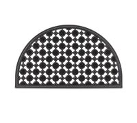 Relaxdays Paillasson 75x45 cm tapis de sol antidérapant caoutchouc grille demi-rond résistant pluie neige balcon terrasse jardin deli-lune, noir, 45 x 75 x 1 cm