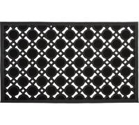 Relaxdays 10020193 Paillasson en caoutchouc antidérapant tapis de sol porte entrée avec motif grille résistant aux intempéries L x l 75 x 45 cm noir