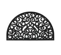 Relaxdays Paillasson caoutchouc, 45x75, antidérapant, résistant, caillebotis extérieur, tapis d’entrée, ornements, noir