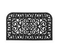 Relaxdays Paillasson caoutchouc, 45x75 cm, antidérapant, résistant, caillebotis extérieur, tapis entrée, ornements, noir