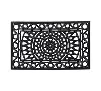 Relaxdays Paillasson Caoutchouc, 45x75 cm, antidérapant, résistant, extérieur, Tapis d’entrée, Ornements, Noir
