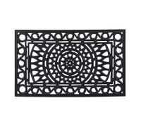 Relaxdays Paillasson Caoutchouc, 45x75 cm, antidérapant, résistant, extérieur, Tapis d’entrée, Ornements, Noir