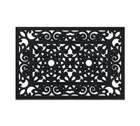 Relaxdays Paillasson Caoutchouc, 60 x 40 cm, antidérapant, résistant, extérieur, Tapis d’entrée, Ornement, Noir