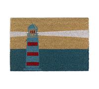 Relaxdays Paillasson Coco, 40 x 60 cm, Tapis d’entrée Motif Phare, antidérapant, intérieur et extérieur, Multicolore