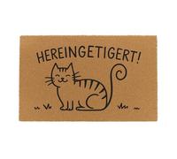 Relaxdays Paillasson Coco 60 x 40 cm, d'entrée « Hereingetigert », antidérapant, résistant aux intempéries, Naturel