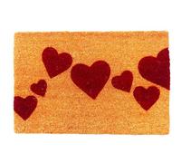 Relaxdays Paillasson Coco 60x40 cm, Motif cœurs, antidérapant, Multicolore