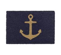Relaxdays Paillasson Coco, 40 x 60 cm, Tapis d’entrée Motif Ancre, antidérapant, Maritime, intérieur & extérieur, Bleu