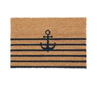 Relaxdays Paillasson Coco avec Ancre, Tapis Porte antidérapant, résistant, 40x60cm, intérieur & extérieur, Naturel/Noir