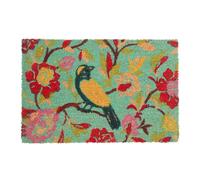Paillasson coco, avec oiseau et motif floral, caoutchouté, intérieur, extérieur, 60 x 40, multicolore