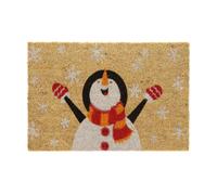 Relaxdays Paillasson Coco, Motif Bonhomme de Neige Noël, Tapis d’entrée, 40 x 60 cm, intérieur et extérieur, Multicolore
