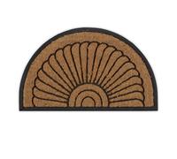 Relaxdays Paillasson, coco, caoutchouc, tapis d’entrée demi-rond, 75 x 45 cm, antidérapant, intérieur, extérieur, nature