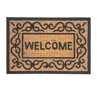Relaxdays Paillasson Coco & Caoutchouc, «Welcome», Motifs, Naturel/Noir