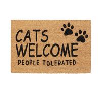 Relaxdays Paillasson Coco, Cats Welcome, 40x60 cm, Tapis d’entrée pour intérieur et extérieur, antidérapant, Nature/Noir