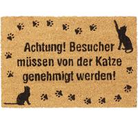 Relaxdays Paillasson en Coco, Motifs de Chat Tapis antidérapant, essuie-Pieds intérieurs & extérieurs, 40x60 cm,