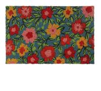 Relaxdays Paillasson Coco, Tapis d’entrée Motif Fleurs, 40x60 cm, antidérapant, résistant, intérieur, extérieur, coloré, 1 unité