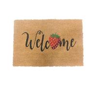 Relaxdays Paillasson Coco, Fraise, 60 x 40 cm, antidérapant, résistant, intérieur et extérieur, Tapis de Porte, coloré