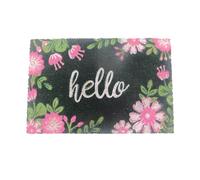 Relaxdays Paillasson Coco, Hello, 60 x 40 cm, antidérapant, résistant aux intempéries, intérieur et extérieur, coloré