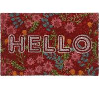 relaxdays Paillasson Coco Hello avec fleurs