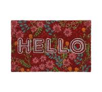 relaxdays Paillasson Coco Hello avec fleurs