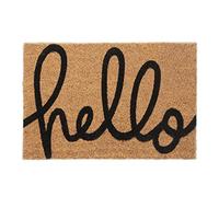 Relaxdays Paillasson Coco, Inscription Hello, Tapis d’entrée, antidérapant, 40x60cm, intérieur & extérieur, Naturel/Noir