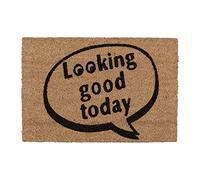 Relaxdays Paillasson Coco, Looking Good Today, 40x60 cm, Tapis d’entrée, intérieur, extérieur, antidérapant, Nature/Noir