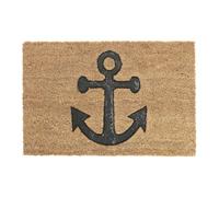 Relaxdays Paillasson en Fibres de Coco, Motif Ancre, antidérapant, pour intérieur et extérieur, 60 x 40 cm, Nature/Noir