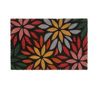 Relaxdays Paillasson Coco, Motif de Fleurs, 60 x 40 cm, Tapis d’entrée, intérieur, extérieur, antidérapant, coloré