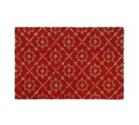 Relaxdays Paillasson Coco, Motif Floral, 40 x 60 cm, antidérapant, résistant, intérieur, extérieur, Rouge/Nature