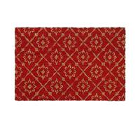 Relaxdays Paillasson Coco, Motif Floral, 40 x 60 cm, antidérapant, résistant, intérieur, extérieur, Rouge/Nature