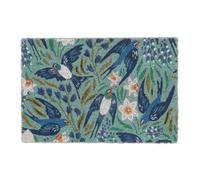 Relaxdays Paillasson coco, motif hirondelles, tapis de porte résistant aux intempéries, 40 x 60 cm, multicolore