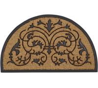 Relaxdays 10016711 Paillasson fibre de coco demi-lune 100 x 60 cm ornements, marron