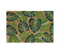 Relaxdays Paillasson Coco, Tapis avec Feuilles, 40x60 cm, antidérapant, résistant, intérieur, extérieur, Multicolore