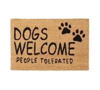 Relaxdays Paillasson Coco, Tapis d’entrée «Dogs Welcome», 60x40 cm, caoutchouté, résistant, intérieur, extérieur, Nature